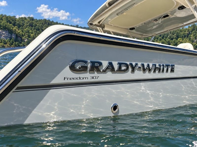 After: hull lettering on the lake